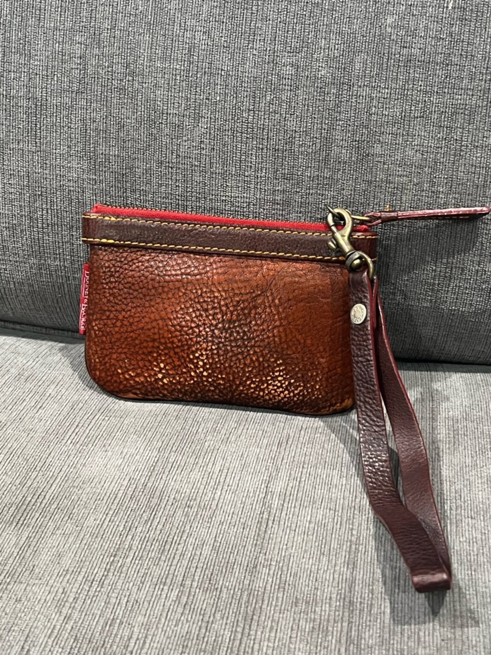 Dooney & Bourke Brown Pebbled Leather Wristlet/Wallet